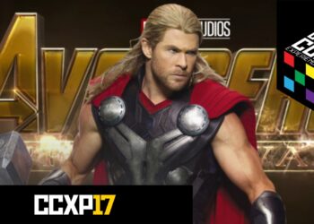 Passadinha no stand da Marvel conferindo uniformes dos Vingadores