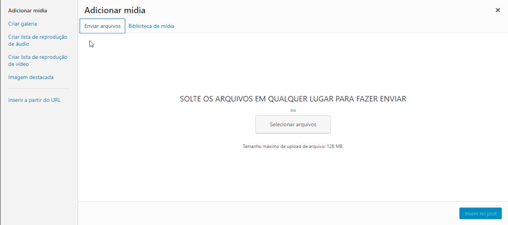 O envio de imagem é recomendado pois ela ficará estocada em nossa biblioteca de mídia, reduzindo os riscos de ser removida da internet.