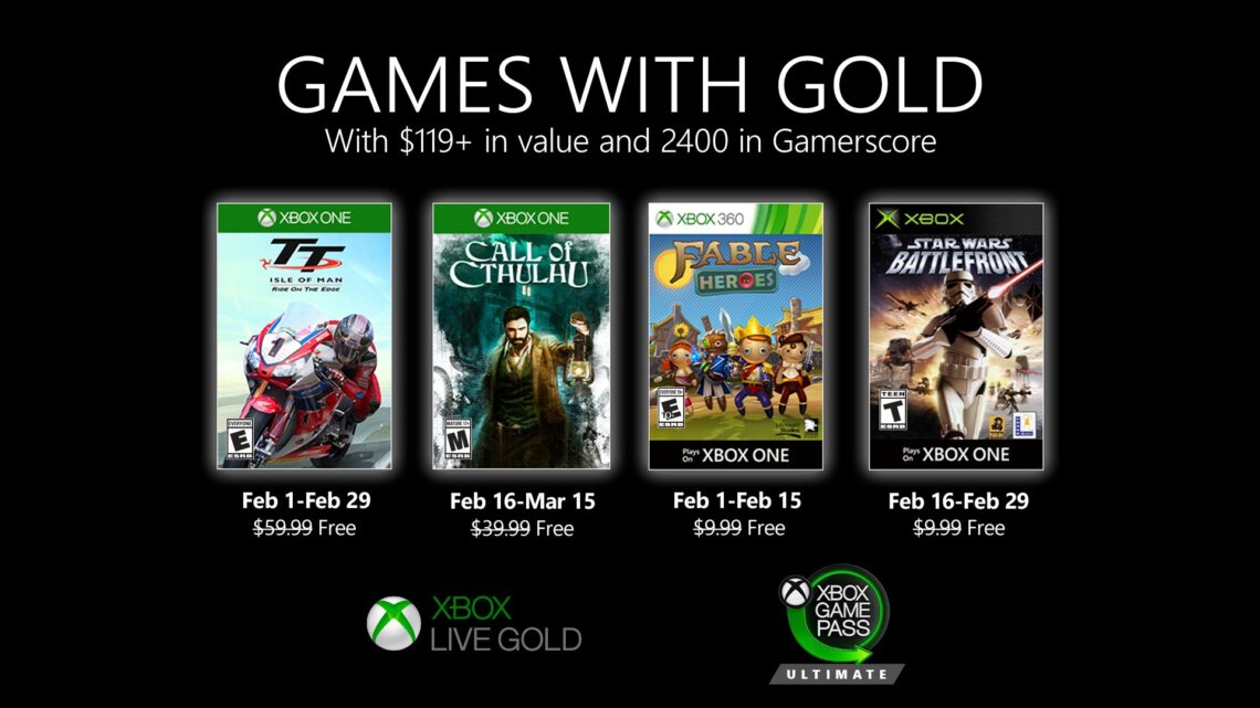 Jogos do Games With Gold de Fevereiro