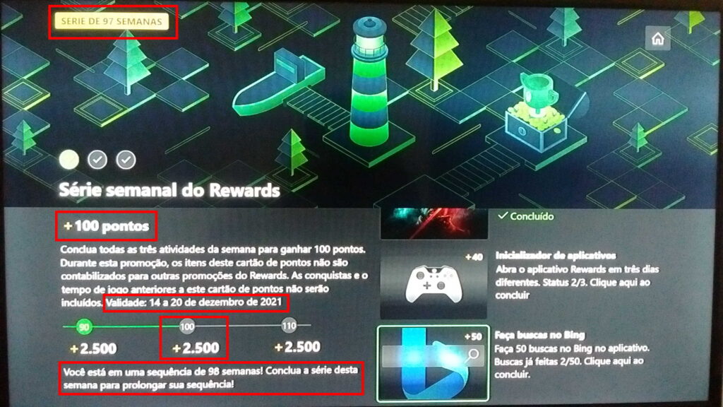 Sequencia 97 semanas Microsoft Rewards