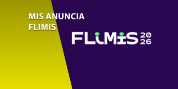 Banner promocional da FLIMIS 2026, a Feira do Livro do MIS (Museu da Imagem e do Som). O fundo é dividido diagonalmente entre amarelo e roxo, com o texto "MIS ANUNCIA FLIMIS" à esquerda e o logotipo oficial da feira à direita com o ano 2026.